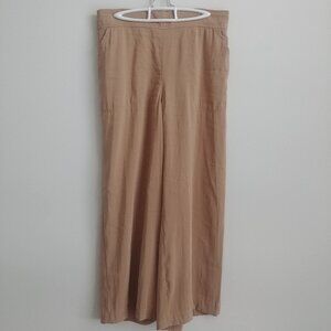 Light tan caramel brown XL cropped lightweight flowy wide leg ankle pants